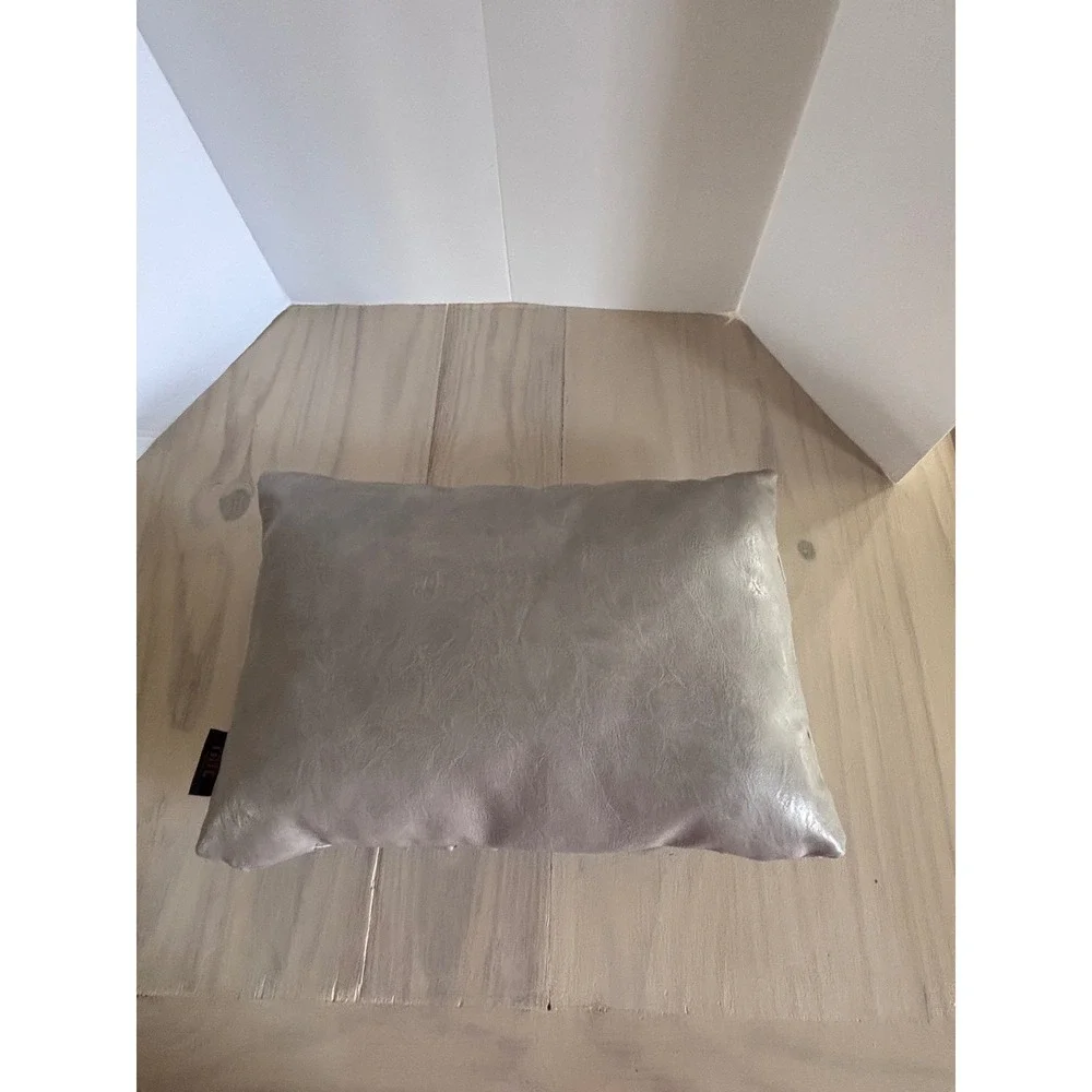 Frye Gray Woven Faux Leather Decorative Throw Pillow Rectangular 20x13 Modern